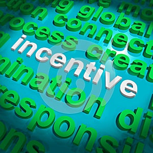 Incentive Word Cloud Shows Bonus Inducement