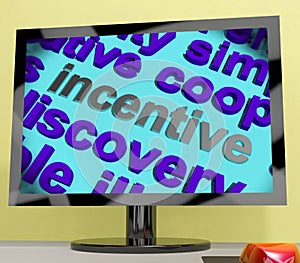 Incentive Word Screen Shows Motivation Enticement Or Reward