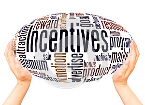 Incentives word cloud hand sphere concept