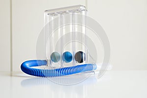 Incentivespirometer or three ball on table for stimulate lung,Selective focus