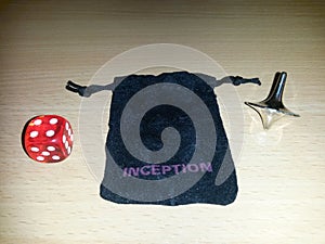 Inception movie symbol, totem gyroscope spinning top and cube