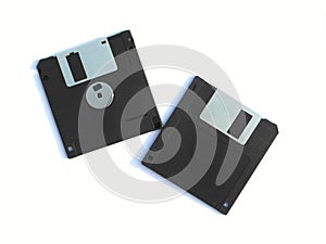 3 5 inch Floppy disk placed side by side flip isolated on white background