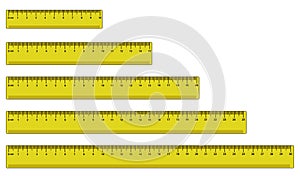 inch and metric rulers. Centimeters and inches measuring scale cm metrics indicator. Inch and metric rulers.