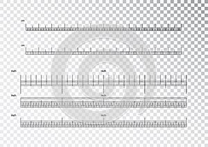 Inch and metric rulers. Centimeters and inches measuring scale cm metrics indicator. Precision measurement centimeter