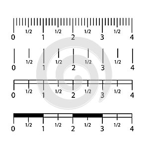 Inch and metric rulers set. Centimeters and inches measuring scale cm metrics indicator. Precision measurement