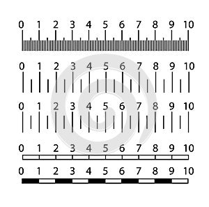 Inch and metric rulers set. Centimeters and inches measuring scale cm metrics indicator. Precision measurement