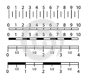 Inch and metric rulers set. Centimeters and inches measuring scale cm metrics indicator. Precision measurement