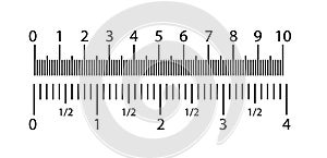 Inch and metric rulers set. Centimeters and inches measuring scale cm metrics indicator. Precision measurement