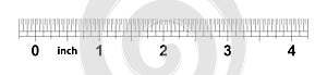 4 inch ruler. The price of division - 32 divisions by inch. Exact length measurement device. Calibration grid