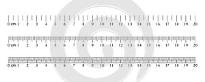 Inch rulers. Measuring tool. Ruler Graduation grid. Size indicator units. Inches measuring scale. Vector illustration