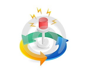 Incident alarm infographic flat 3d isometric illustration concept