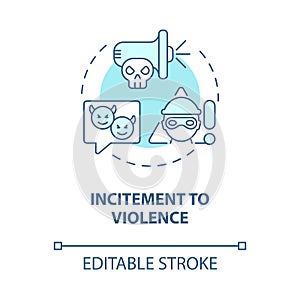 Incitement to violence blue concept icon