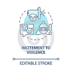 Incitement to violence blue concept icon photo