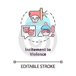 Incitement to violence concept icon photo