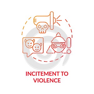 Incitement to violence red gradient concept icon photo