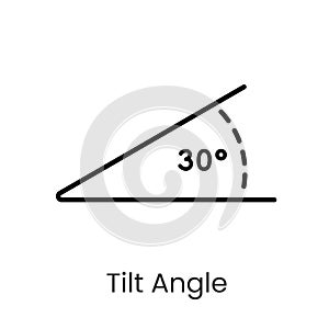 Inclination angle line vector icon with editable stroke