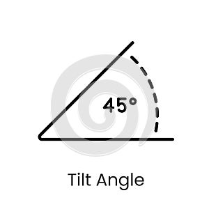 Inclination angle line vector icon with editable stroke