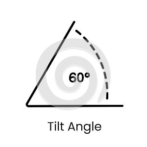 Inclination angle line vector icon with editable stroke