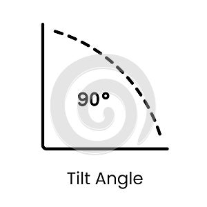 Inclination angle line vector icon with editable stroke photo