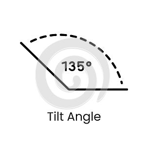 Inclination angle line vector icon with editable stroke photo