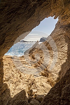 The inclined cave in Ibiza photo