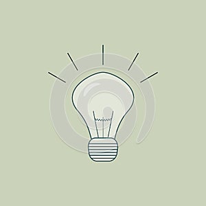 Included burning light bulb as a metaphor or symbol of creative thought or mind. Vector illustration