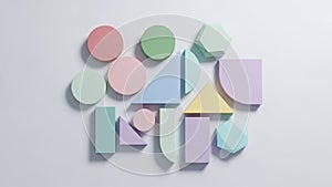 Including circles hexagons triangles and rectangles are arranged