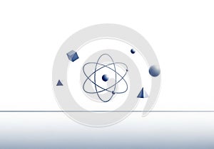 Including a cube, pyramid, and spheres are arranged around a