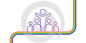 Inclusion and diversity culture icon. Group of persons with gender equality. Infographic with LGBT pride flag. Vector