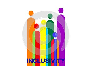 Inclusion and diversity. Silhouettes of people and LGBTQ set, people icons vector logo for website, banner gay pride concept