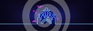 Inclusion line icon. Equity culture sign. Neon light glow effect. Vector