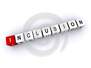 inclusion word block on white