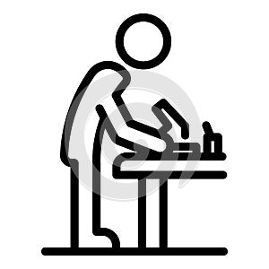 Inclusive education carpenter work icon, outline style