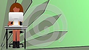 Inclusive person working on computer mockup illustration background