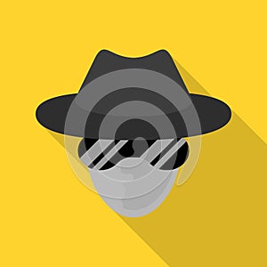 Incognito net surfer icon, flat style