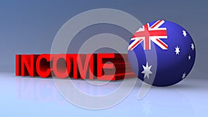 Income with Australia flag on blue