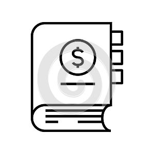 Income book line icon, concept sign, outline vector illustration, linear symbol.