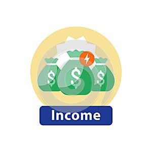 Income concept, business and finance, prize fund, reward money, fundraising icon