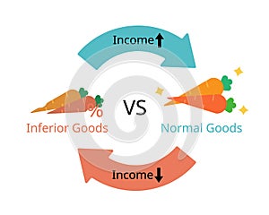Income elasticity of demand and types of goods for normal goods and inferior goods photo