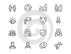 Income, finance and banking sector vector linear icons set