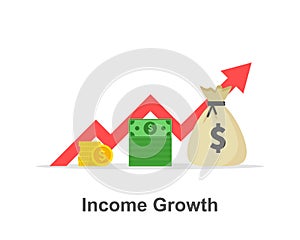 Income growth chart, banking services, financial report graph, return on investment flat icon, budget planning, mutual