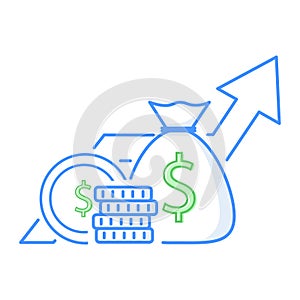 Income increase, financial performance analytics or long term investment and fund management. Revenue growth