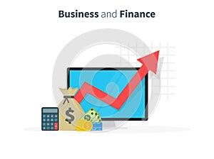 Income increase. Financial performance, statistic report, boost business productivity, mutual fund, return on investment