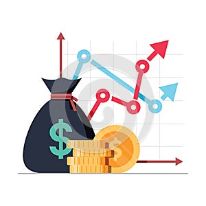 Income increase strategy, Financial high return on investment, fund raising and revenue growth interest rate