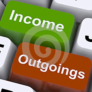 Income Outgoings Keys Show Budgeting And Bookkeeping