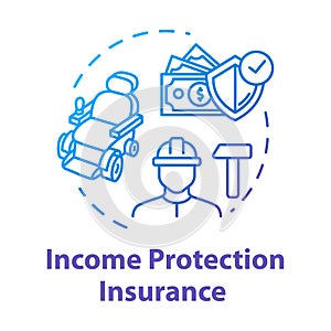 Income protection insurance concept icon. Safe life. Work accident coverage. Personal fund. Policyholder idea thin line