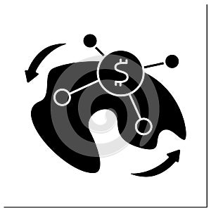 Income redistribution glyph icon