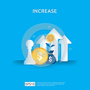 income salary rate increase. business chart graphic growth margin revenue. Finance performance of return on investment ROI concept