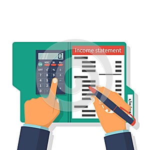 Income statement. Accounting finance photo