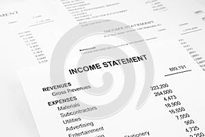 Income statement reports for business accounting